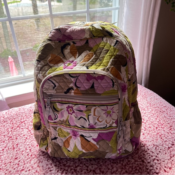 Very Bradley Large Floral Purple/ Green Backpack - Picture 1 of 16